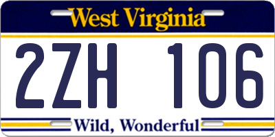 WV license plate 2ZH106