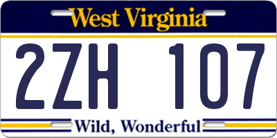 WV license plate 2ZH107