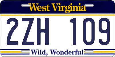 WV license plate 2ZH109