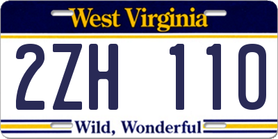 WV license plate 2ZH110