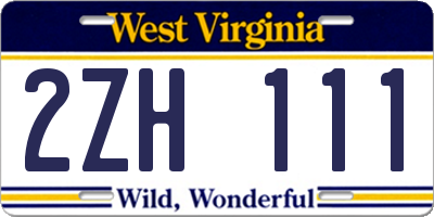 WV license plate 2ZH111
