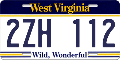 WV license plate 2ZH112