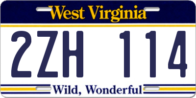 WV license plate 2ZH114