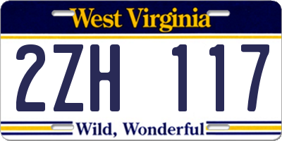 WV license plate 2ZH117