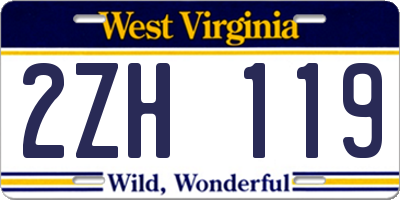 WV license plate 2ZH119