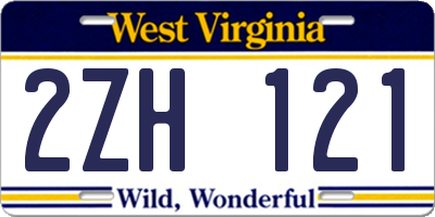 WV license plate 2ZH121