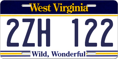 WV license plate 2ZH122