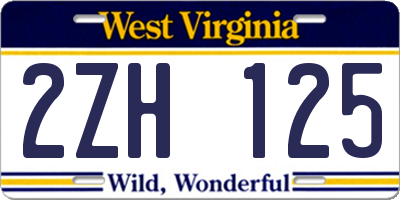 WV license plate 2ZH125
