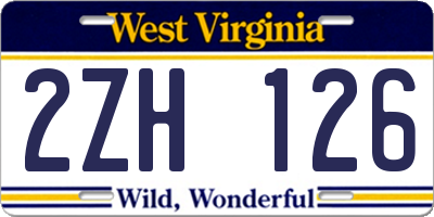 WV license plate 2ZH126