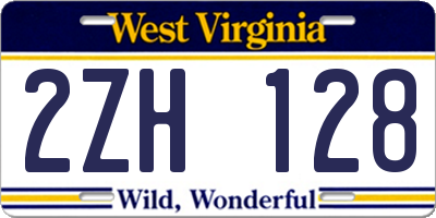 WV license plate 2ZH128