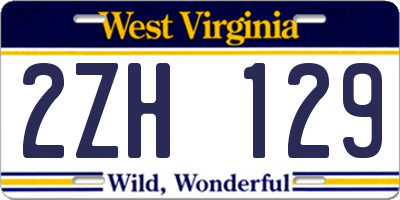 WV license plate 2ZH129