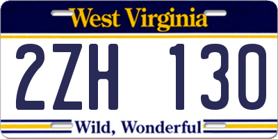 WV license plate 2ZH130