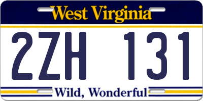 WV license plate 2ZH131
