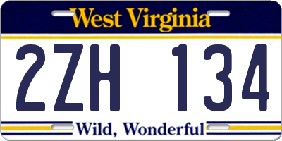 WV license plate 2ZH134