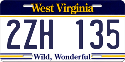 WV license plate 2ZH135