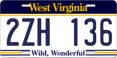 WV license plate 2ZH136