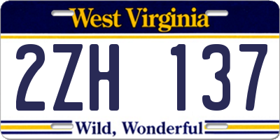WV license plate 2ZH137