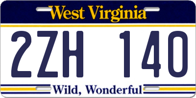 WV license plate 2ZH140