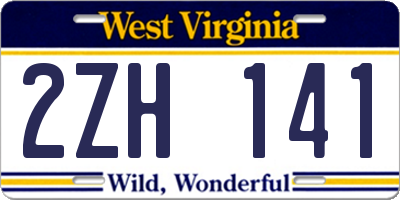 WV license plate 2ZH141