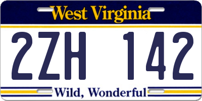 WV license plate 2ZH142