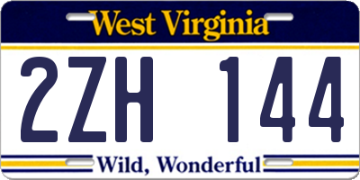 WV license plate 2ZH144