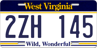 WV license plate 2ZH145
