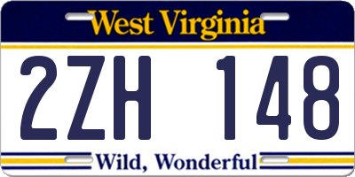 WV license plate 2ZH148