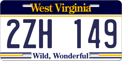 WV license plate 2ZH149