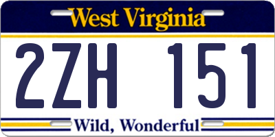 WV license plate 2ZH151