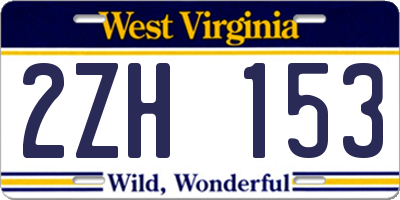 WV license plate 2ZH153