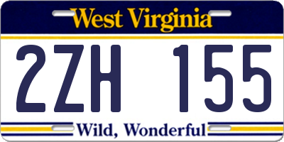 WV license plate 2ZH155