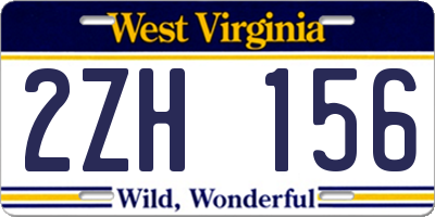 WV license plate 2ZH156