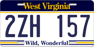 WV license plate 2ZH157