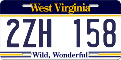 WV license plate 2ZH158