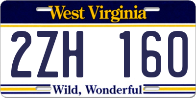 WV license plate 2ZH160