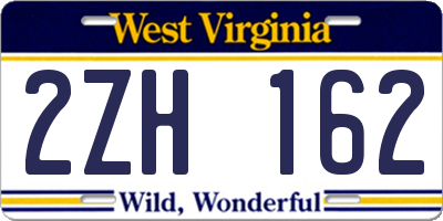 WV license plate 2ZH162