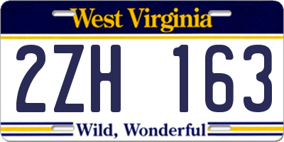 WV license plate 2ZH163
