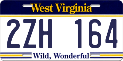 WV license plate 2ZH164