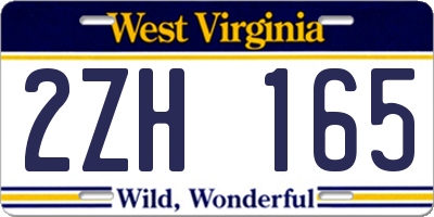 WV license plate 2ZH165