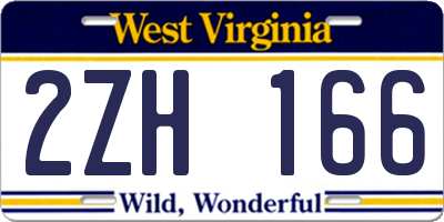 WV license plate 2ZH166