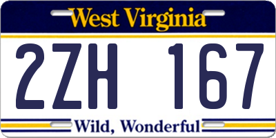 WV license plate 2ZH167