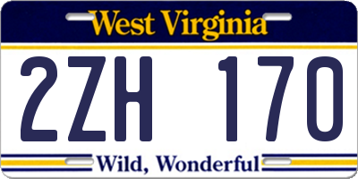 WV license plate 2ZH170