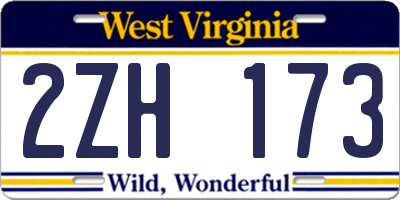 WV license plate 2ZH173