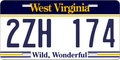 WV license plate 2ZH174