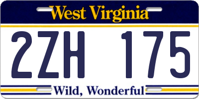 WV license plate 2ZH175