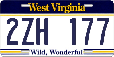 WV license plate 2ZH177