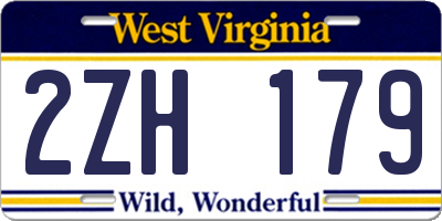 WV license plate 2ZH179