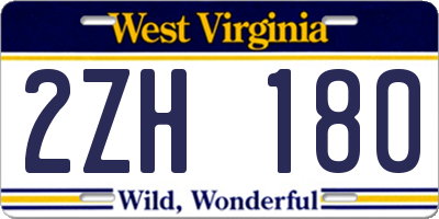 WV license plate 2ZH180