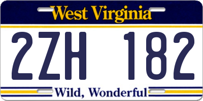 WV license plate 2ZH182