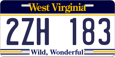 WV license plate 2ZH183